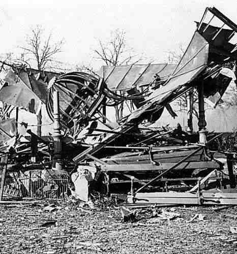 Mangled wreckage of Victorian Bandstand